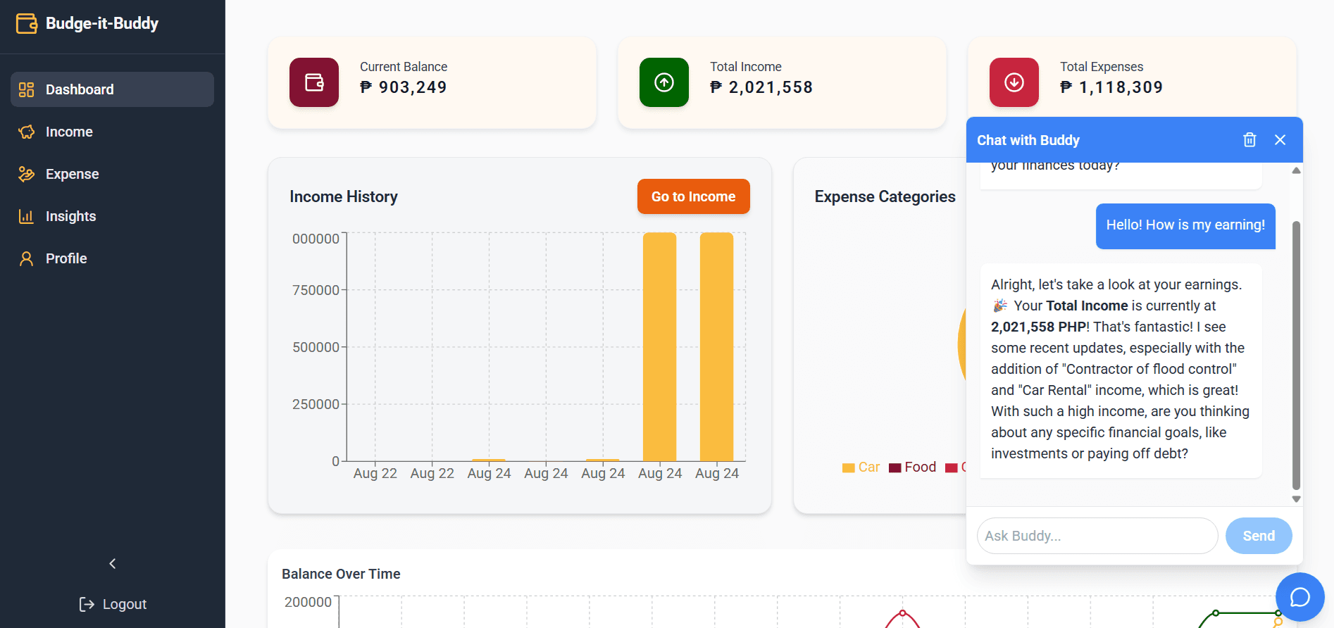 Budge-It-Buddy project screenshot