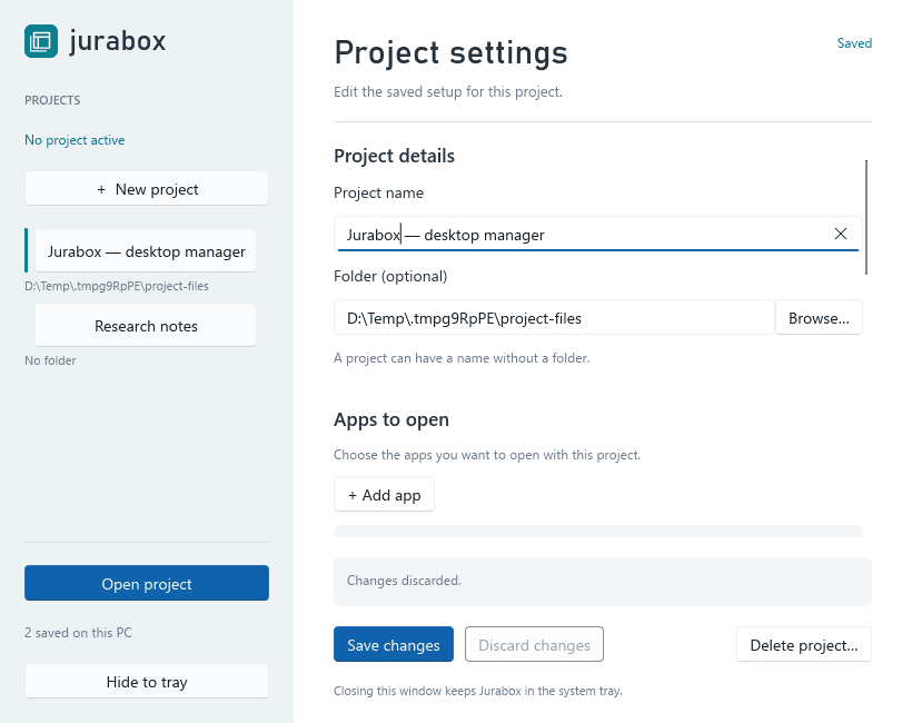 Jurabox: Windows Project Workspaces